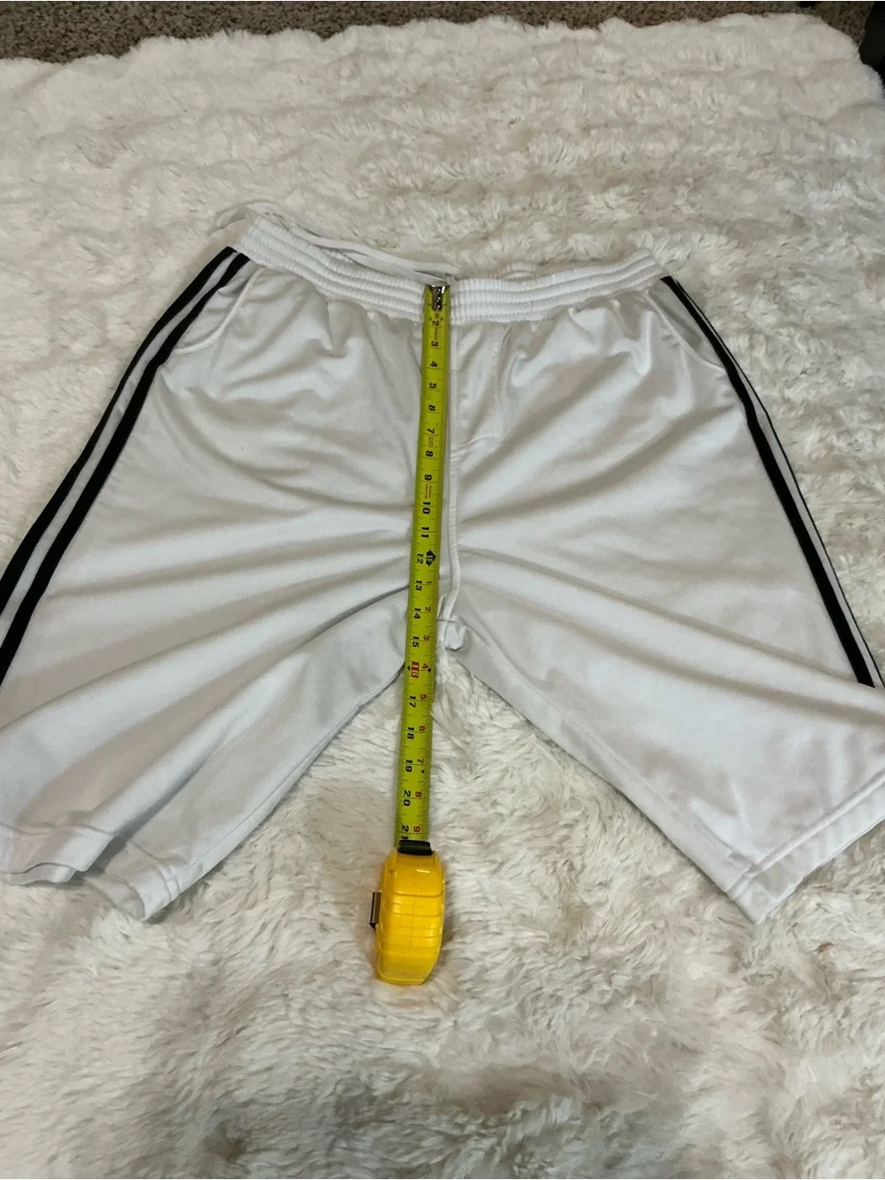 adidas White Athletic Shorts with Black 3-Stripe Trim